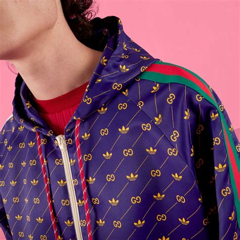 adidas x Gucci Trefoil print jacket in blue 